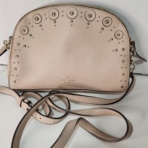 Kate Spade Studded Leather Crossbody Bag Warm Beige Half Moon